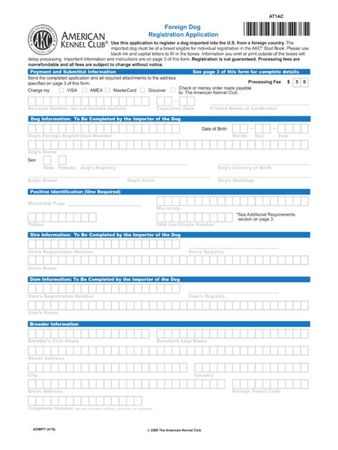 Akc Foreign Dog Registration Application 2010 Fill And Sign Printable