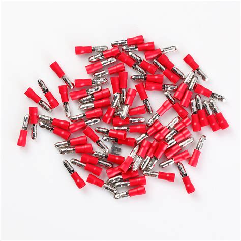 100pcs Red 157 Round 22 18 Gauge Awg Bullet Connector Male Vinyl