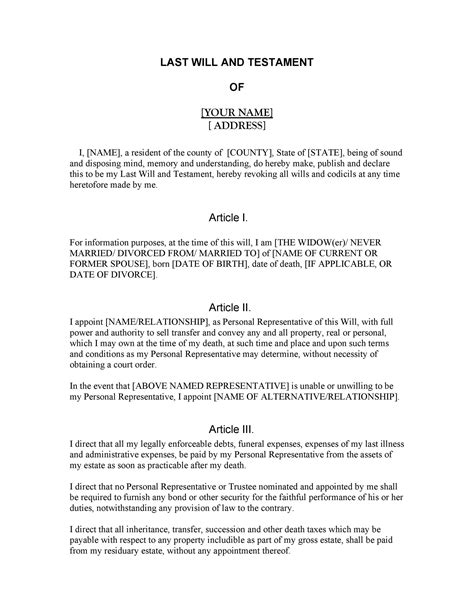 39 Last Will And Testament Forms And Templates Template Lab