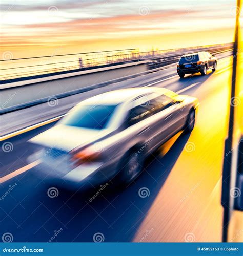 Car Driving On Freeway Motion Blur Stock Image Image Of Blue