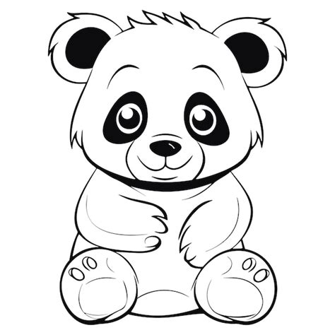 Premium Vector Kawaii Panda Coloring Page