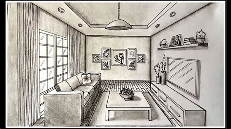 Drawing A Living Room In One Point Perspective Time Lapse Youtube