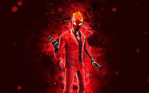Download Wallpapers Inferno 4k Red Neon Lights 2020 Games Fortnite