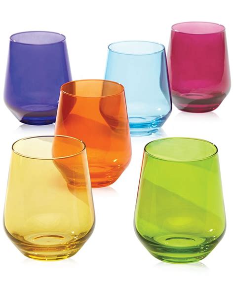 Lenox Tuscany Color Stemware Collection Set Of 6 Stemless Wine Glasses Macy S