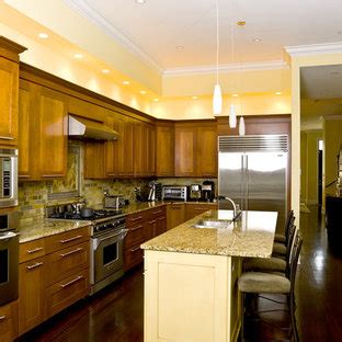 Be mindful to leave an even distance between the lights. Kitchen Soffit | Houzz