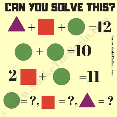 Mathematical Brain Teaser Algebra Problem With Solution