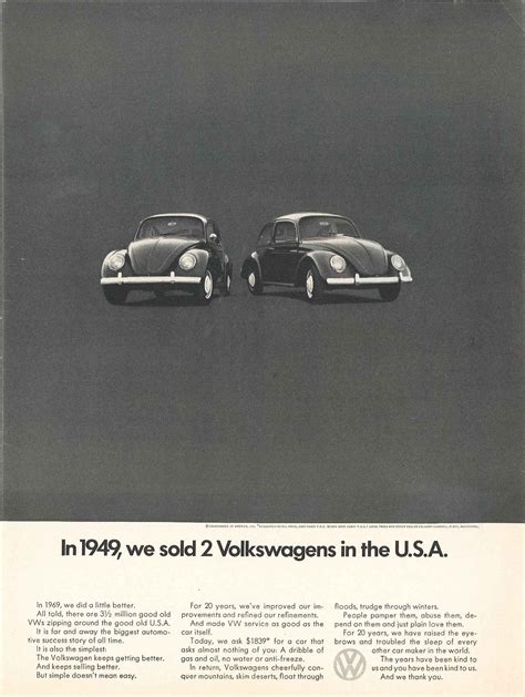 Bill Bernbach Ad Campaign For Vw Beetle 1969 Ddb Ny Volkswagen Of