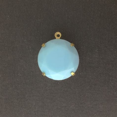 Vintage Opaque Light Blue Faceted Glass Stone 1 Loop Brass Etsy