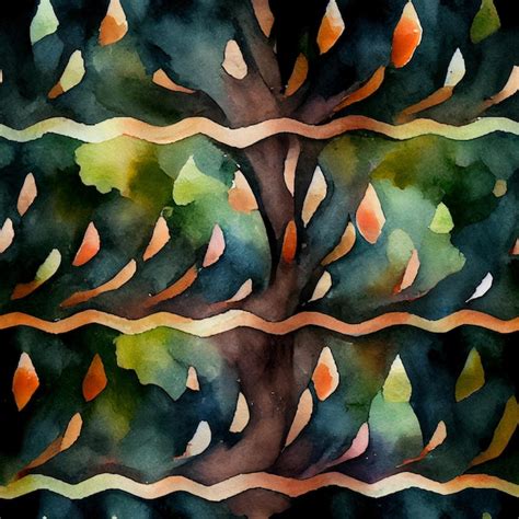 Premium Photo Watercolor Painting Of A Tree With Leaves On It