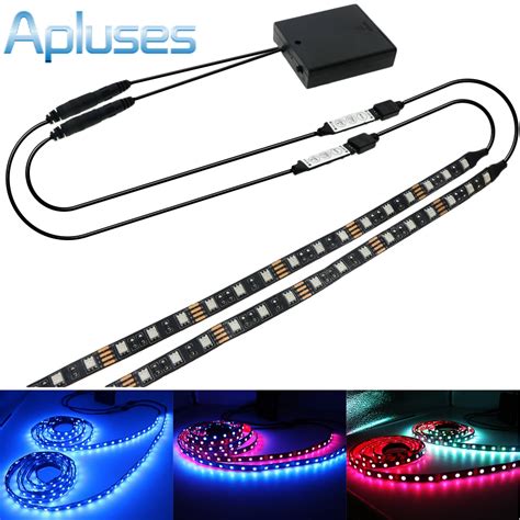 Double Output Ip20ip65 Waterproof Battery Led Strip 5050 Rgb Black Pcb Lighting 4aa Battery
