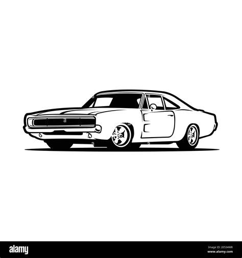 American Muscle Car Vector Isolated From Side View Illustration Stock