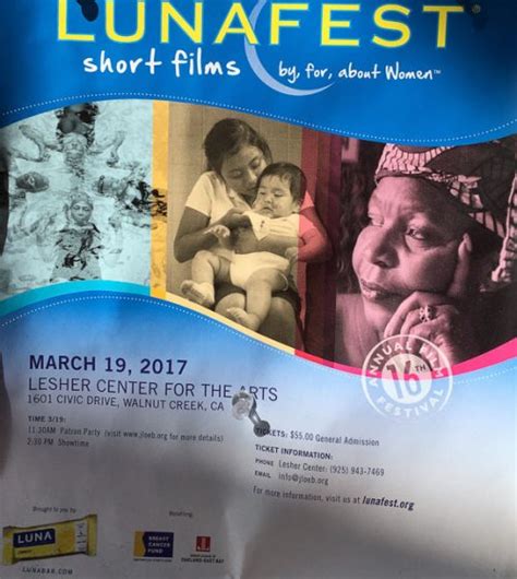 lunafest short films by for about women on march 19th at lesher center in walnut creek