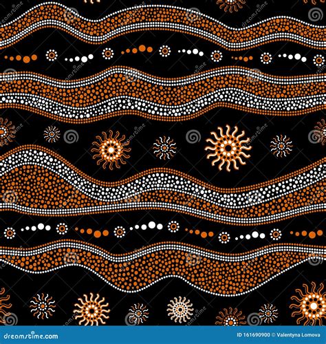 Australian Aboriginal Art Seamless Vector Pattern With Dotted Circles