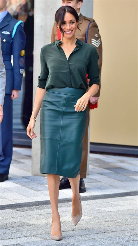 Meghan Markles Latest Look An Under Top And Leather Pencil Skirt Vogue