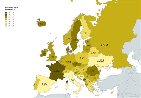 Total Fertility Rate In Europe 2019 Live Births Per Woman R Europe