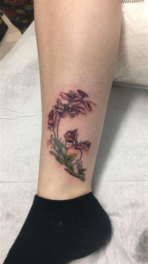 Watercolor Sweet Pea Flowers Done By Vic Tamian At Victory Tattoo In