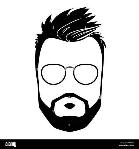Stylish Flat Icon With Man Beard Face With Glasses Silhouette Hipster
