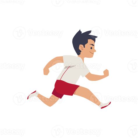 Child Boy In Sportswear Running Fast Flat Cartoon Vector Illustration
