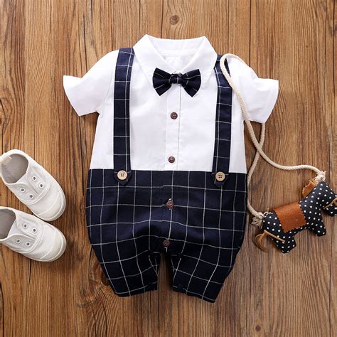 Baju Baby Boy Romper Short Sleeve Clothing Gentleman 100 Cotton