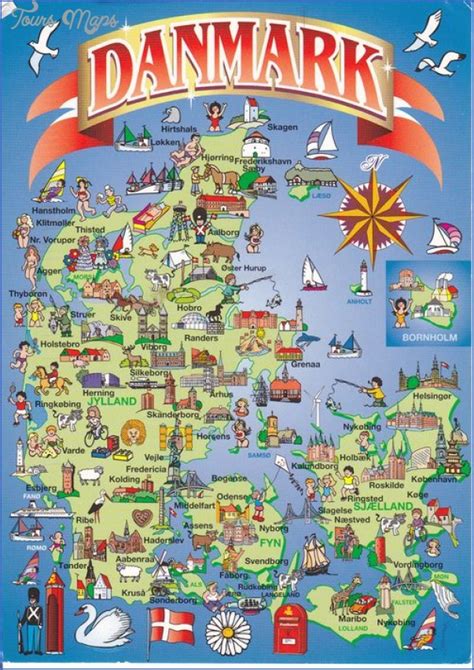 Physical map of denmark, equirectangular projection. Denmark Map Tourist Attractions - ToursMaps.com