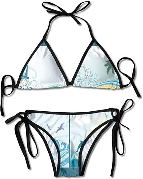 Laoenp Bikinis High Adjustable Straps Bikini Set Sexy Maritime Themed