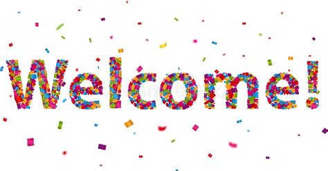 Welcome Sign With Colorful Confetti Stock Vector Illustration Of Blue