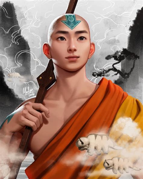 Aang Stands Out In This Fan Art Illustrated In A Semi Realistic Design