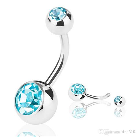 New L Surgical Steel Navel Rings Crystal Rhinestone Belly Button