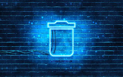 4k Free Download Delete Neon Icon Blue Background Neon Symbols