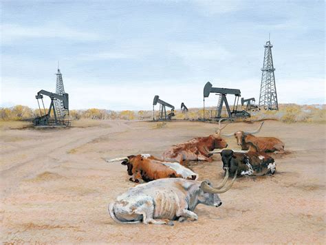 Oil Field And Longhorns Canvas Art Prints Richard Sukup Take 5