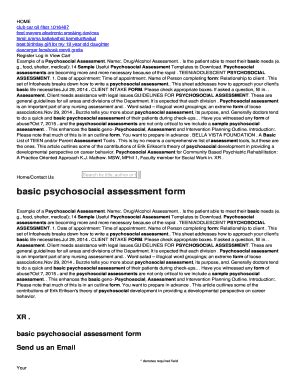 Psychosocial Assessment Example Forms And Templates Fillable