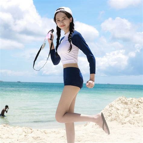 Korean Style Long Sleeve Women Bikini Set Two Piece Bikinis Plus Size Sunscreen Swim Bathing