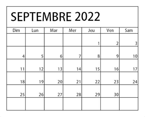 Septembre 2022 Calendrier The Imprimer Calendrier