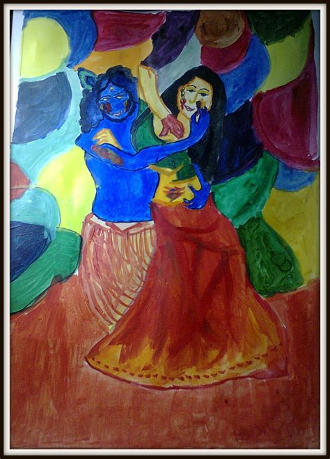 Art By Kids Radha Krishna Playing Holi Painting By A Creative Kid