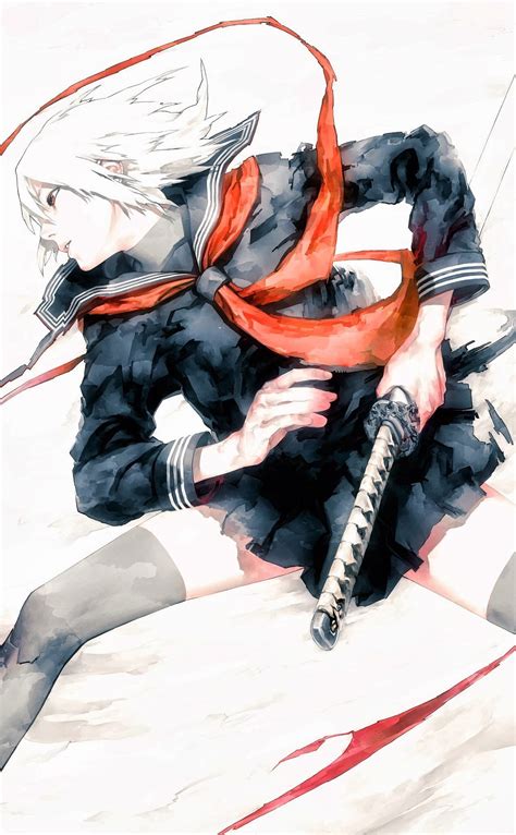 Female Anime Character Holding Katana Hd Wallpaper