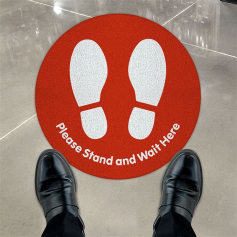 Please Stand And Wait Here Red Floor Sign — D6147 By