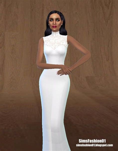 Sims Fashion 01 Tulle Wedding Dress With Floral Lace • Sims 4