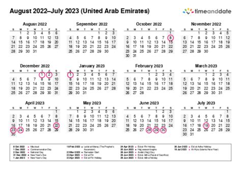 Printable Calendar 2022 For United Arab Emirates Pdf