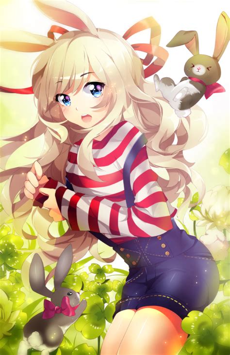 Share the best gifs now >>>. Wallpaper : anime girls, shorts, rabbits, long hair ...