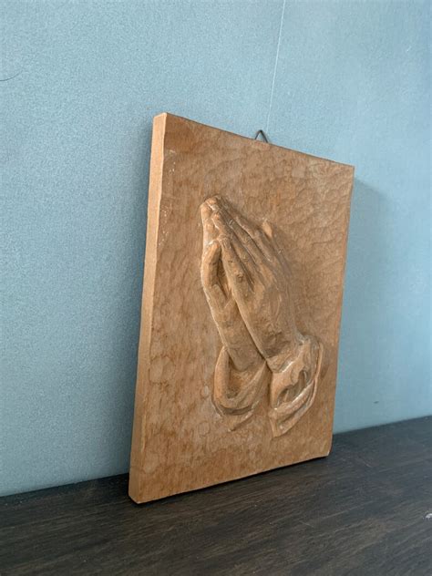 50s Praying Hands Carved Wood Wall Art Plaque Vintage Antique Etsy