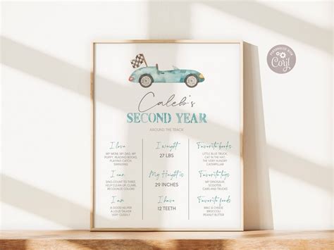 Editable Growing Up Two Fast Blue Race Car Birthday Party Etsy