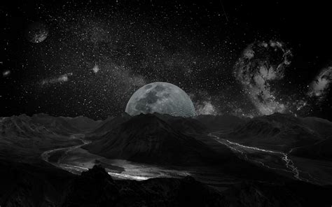 Download Wallpaper 3840x2400 Moon Space Universe Photoshop Bw 4k