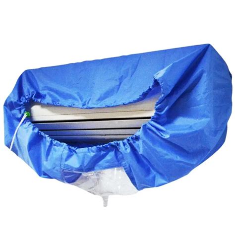 Blue Air Conditioner Cover Cleaning Dust Washing Cover Clean Waterproof Protector In Air
