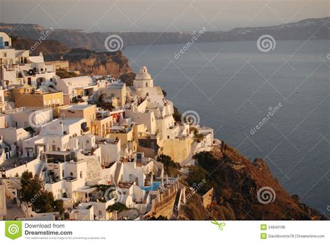 Fira At Dusk Santorini Stock Photo Image Of Greece Home 24840198