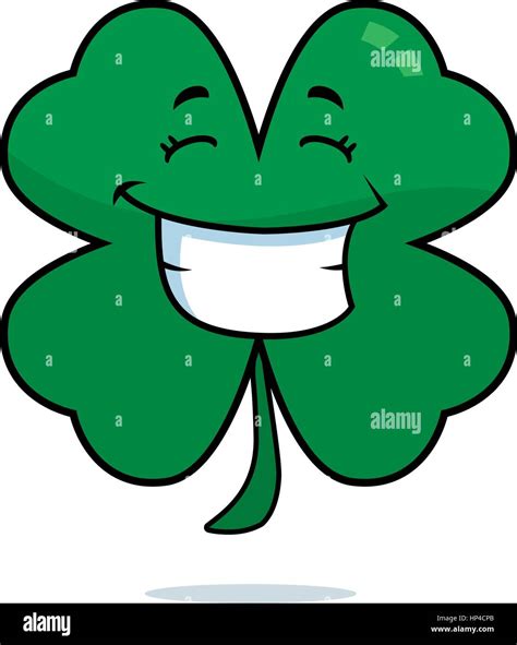 A Cartoon Four Leaf Clover Happy And Smiling Stock Vector Image And Art