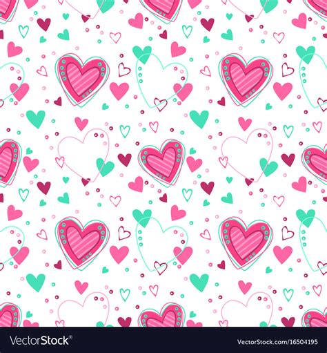 Cute Seamless Pattern With Hearts Royalty Free Vector Image