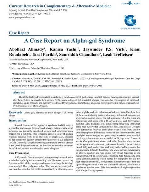 Pdf A Case Report On Alpha Gal Syndrome