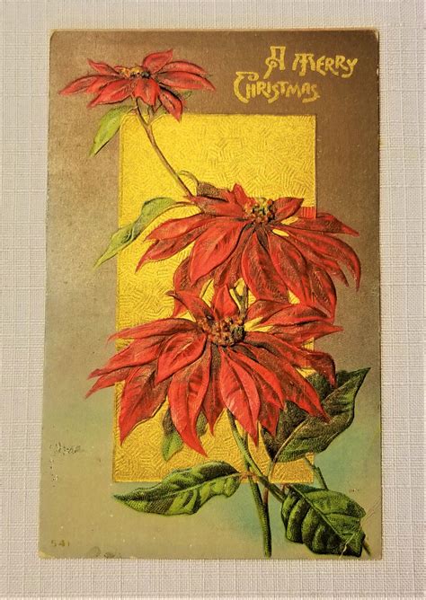 P 119 Vintage Christmas Postcard With A Vibrant True Red Etsy