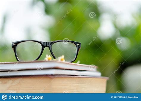 Books And Eyeglasses With Nature Background Stock Image Image Of Read