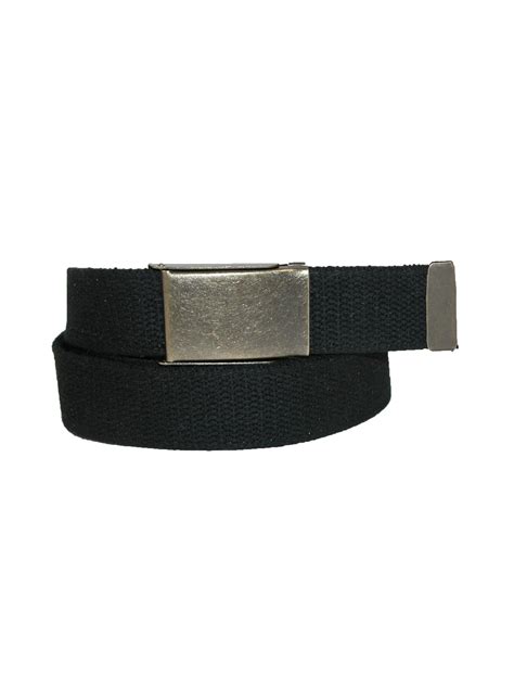 Ctm Mens Fabric Belt With Brass Flip Top Buckle Black